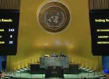 مجمع عمومی سازمان ملل به عضویت کامل فلسطین در سازمان ملل رای مثبت داد